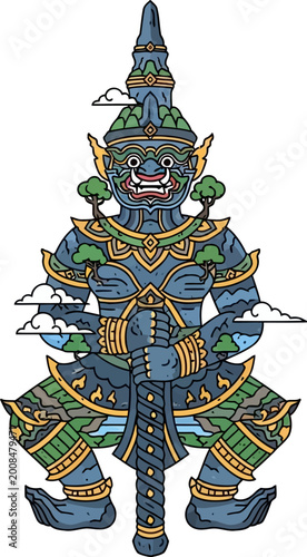 Foto Thai mythical creature guardian statue figure.