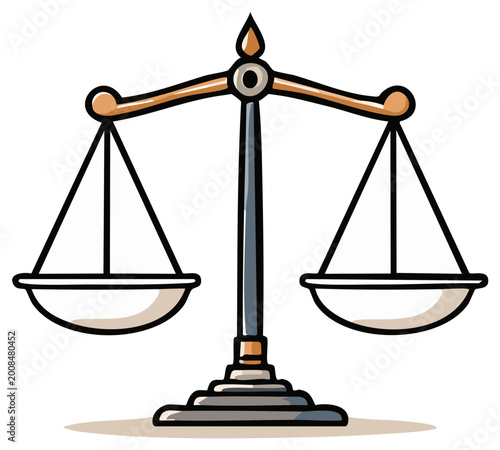 Classic Scale of Justice Balanced Illustration Represents Fairness and Law