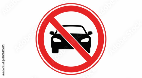 Free Download A red circle with a white border encloses a black car silhouette - GFXLoad