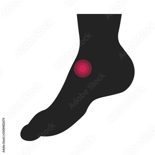 Konstfotografi Isolated silhouette illustration of painful instep for health icons in clinics and neurologists