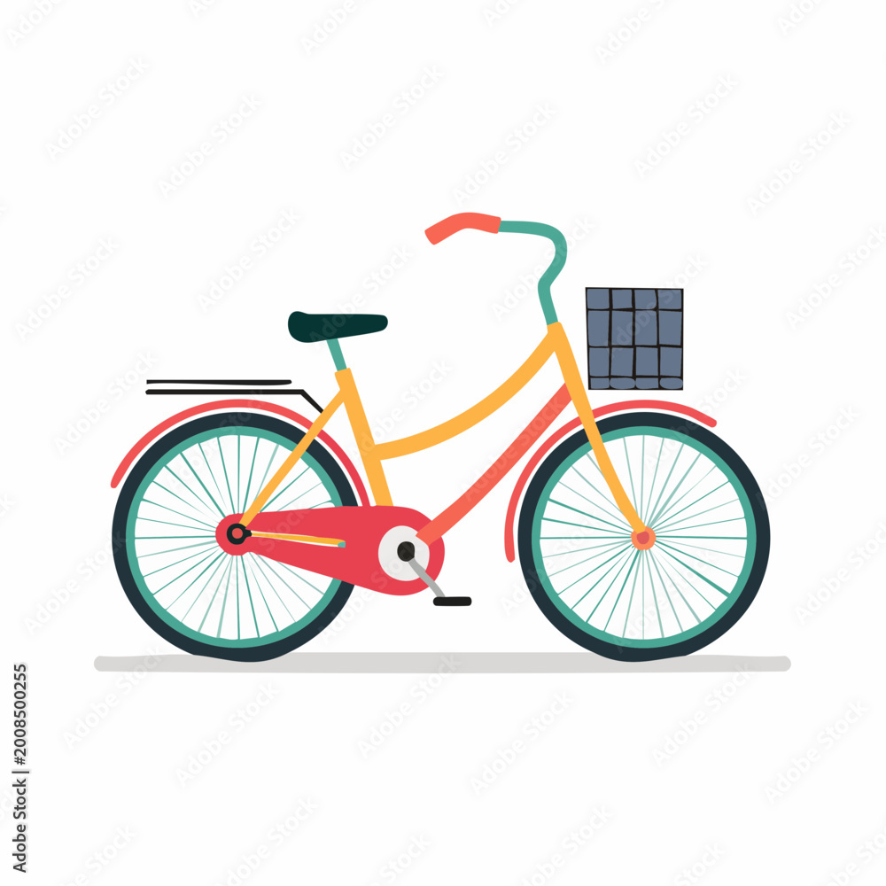 Fototapeta premium Colorful Retro Bicycle with Front Basket