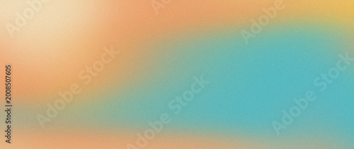 Canvas-taulu Orange, cyan, and pale yellow dynamic fluid gradient with subtle grain overlay for modern marketing website banner
