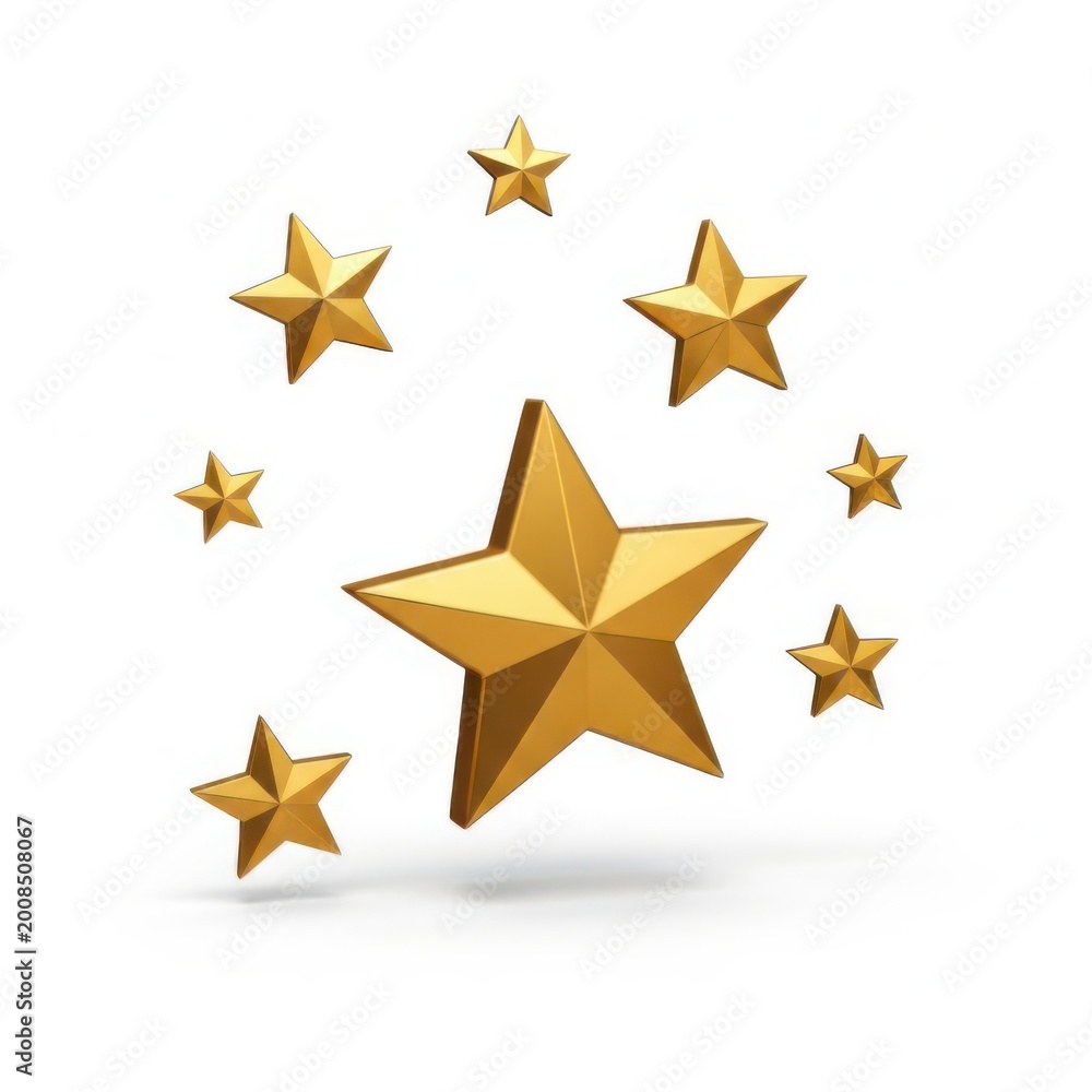 Obraz premium Shiny gold stars floating in a circle for ranking and review rating