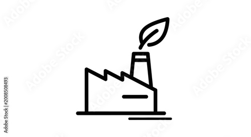 Eco friendly factory icon depicting sustainable production and environmental practices