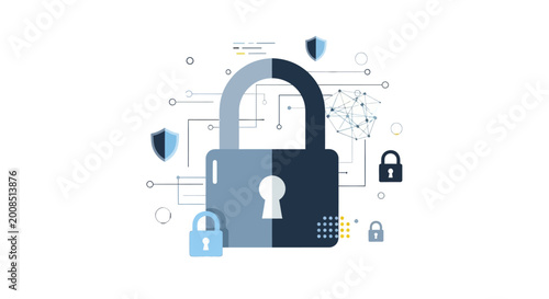 Obraz na plátne Digital Security Padlock Icon Represents Data Protection.