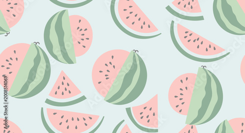 фотографія Watermelon slices and halves pattern.