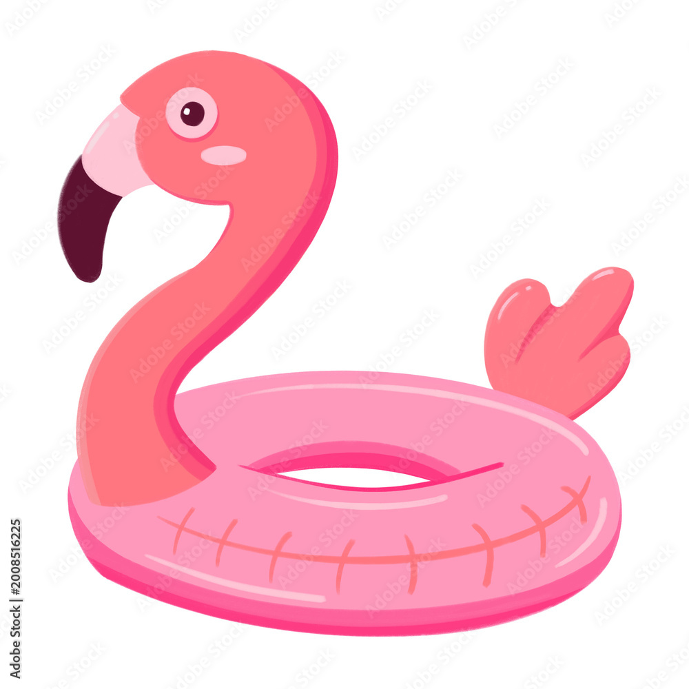 Obraz premium Peach Flamingo Hand-Drawn Flat Art Style