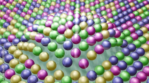 Color metal spheres field bg God rays able to loop endless 4k