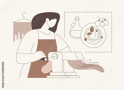 Pasta making isolated cartoon vector illustrations.