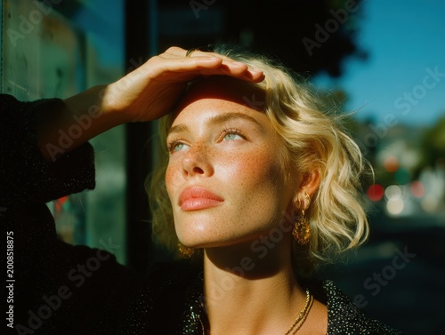 Glamorous Beauty Portrait of a Stylish Model with Eyebrow and Lips