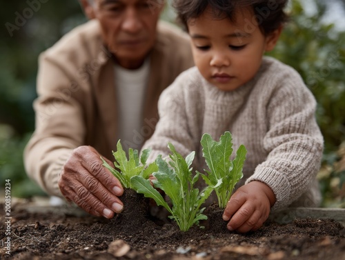 Child Farmworker in Agricultural Plantation with Leaf Vegetables