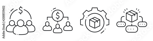 Obraz na plátne Team finance and product distribution icons in business concept