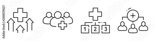 Tableau sur toile Medical symbols indicating growth and team expansion on white