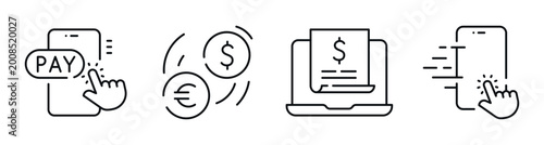 Foto Mobile payment icons depicting transactions and billing on devices