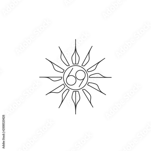Stylized Sun Symbol with Number 69 Inside.