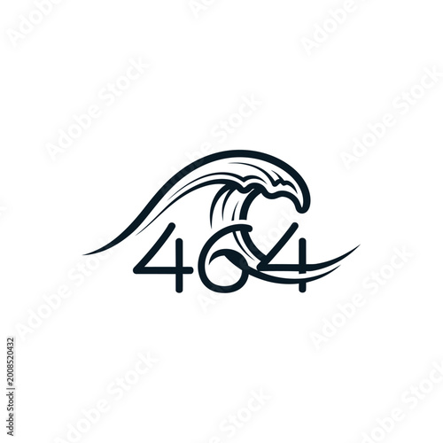 Schilderij op canvas Stylized wave graphic with numbers 464 integrated.