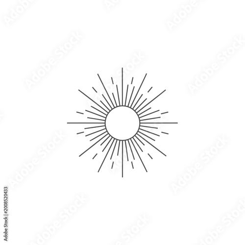 Stylized Sunburst Emblem with Celestial Globe at Center.