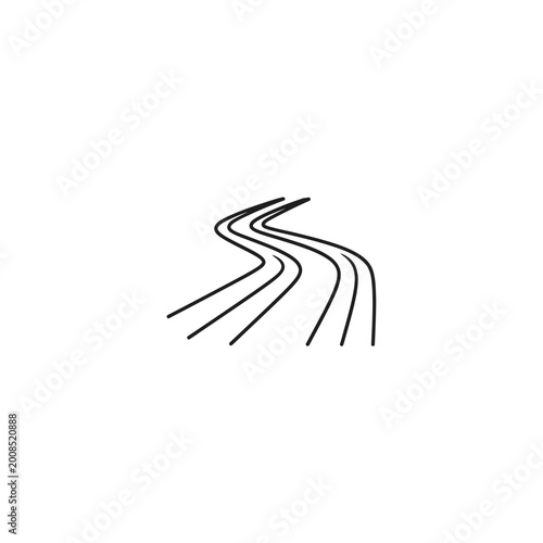 Abstract Winding Road Illustration with Multiple Lanes.