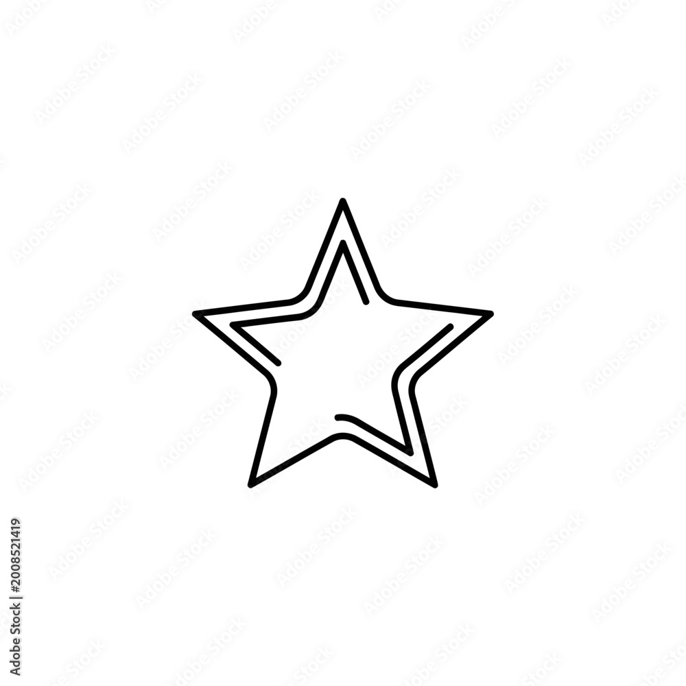 Fototapeta premium Simple Outline Drawing of a Five Pointed Star.
