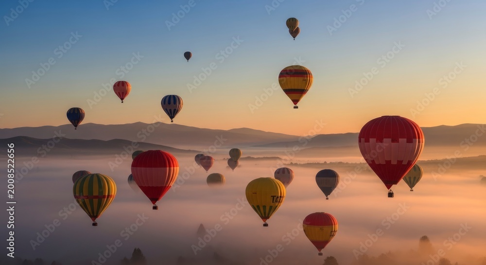 Naklejka premium Hot air balloons in flight.