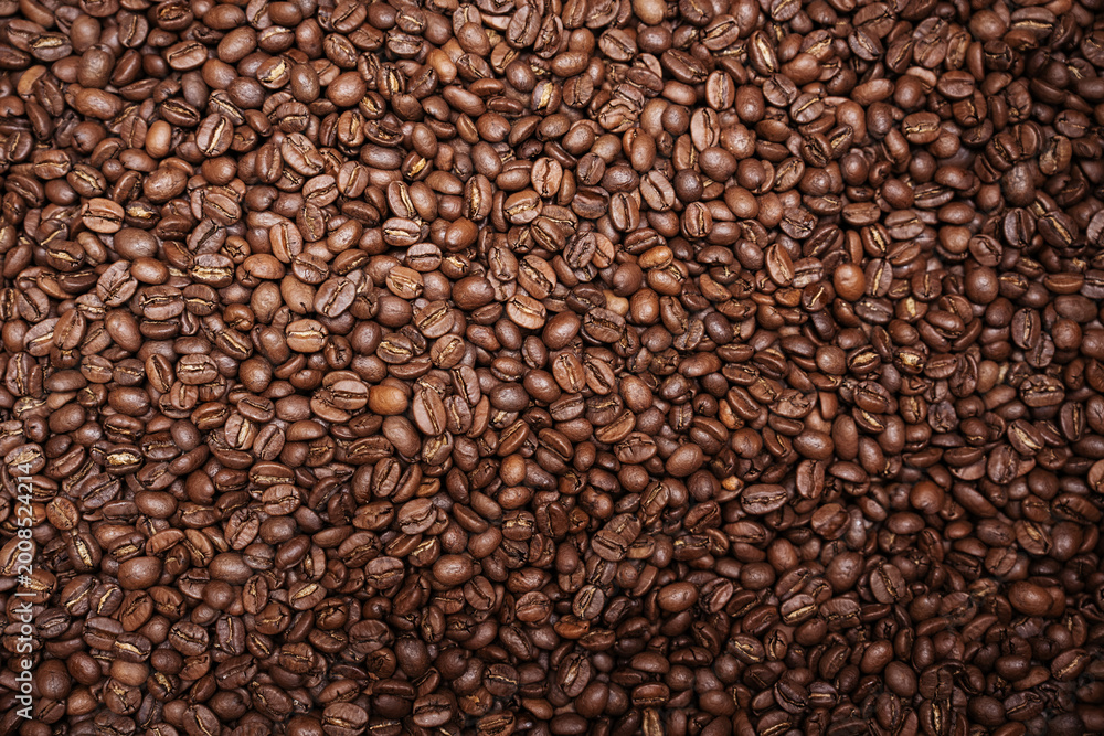 Obraz premium Full Frame Texture of Premium Medium-Roasted Aromatic Coffee Beans