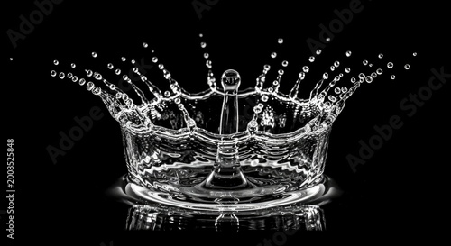 Water Crown Splash Droplets Falling.