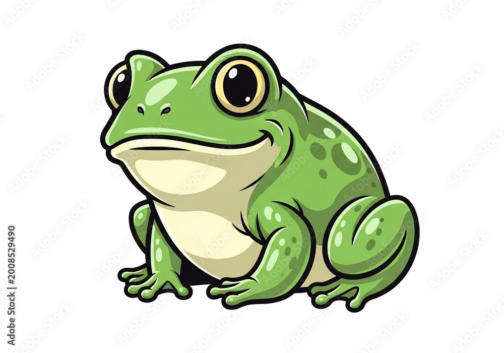 Fototapeta premium Charming Emerald Frog Illustration: Vibrant Green, Joyful Expression, Playful Art