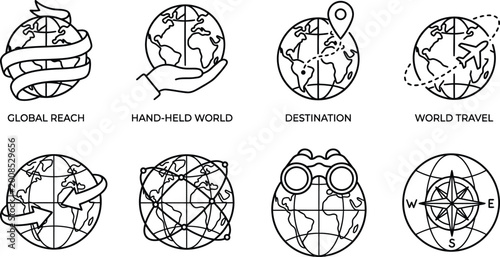 Bild auf Leinwand Eight black and white illustrations of ancient seals or amulets