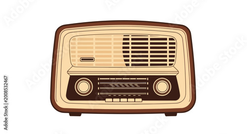 Vintage radio illustration on white background.