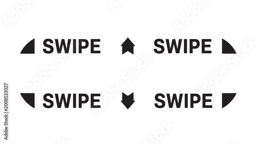 Konstfotografi Arrows swipe silhouette set with black curved tails and up down directions for U