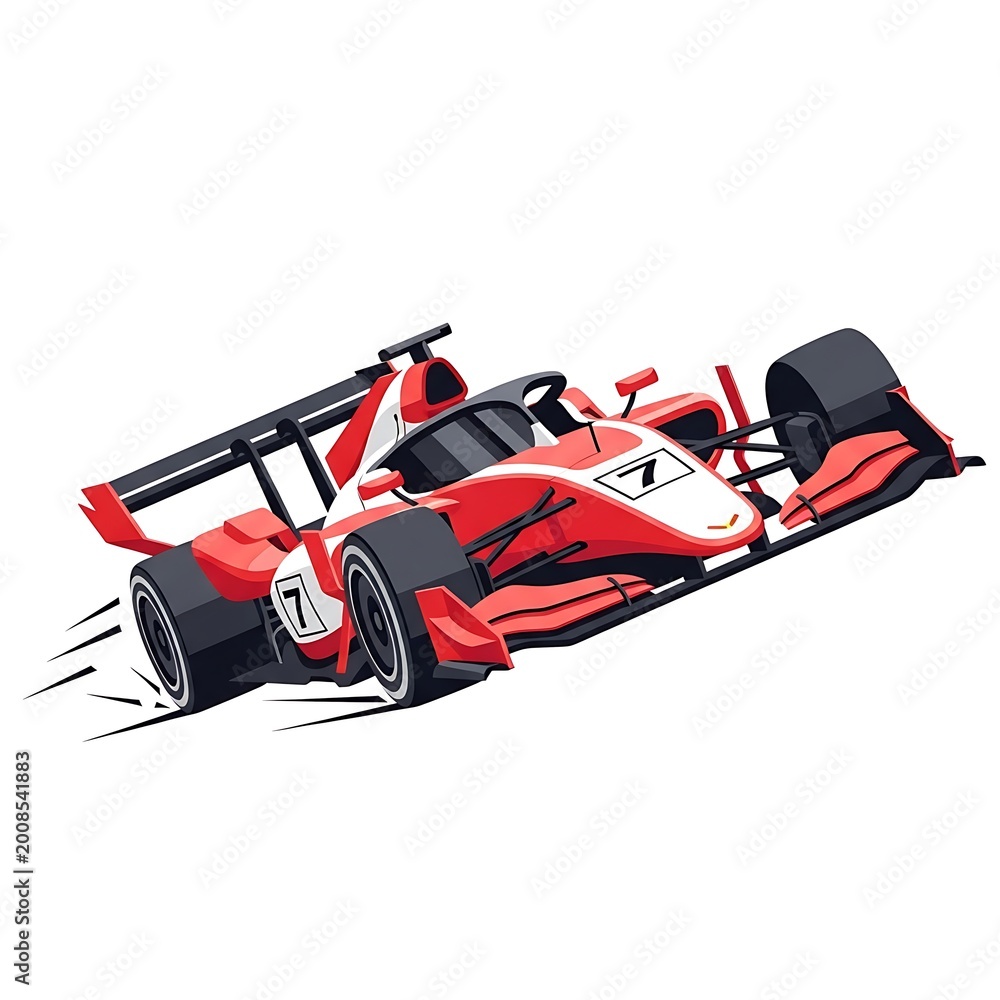 Fototapeta premium Red race car speeding fast.