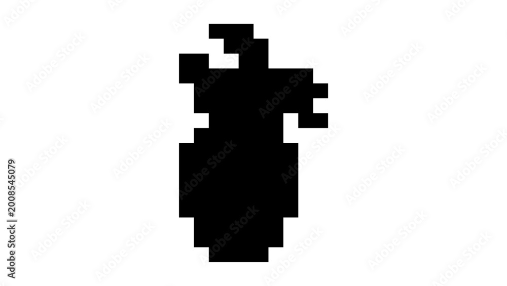 Obraz premium Heart symbol in voxel, black isolated vector silhouette