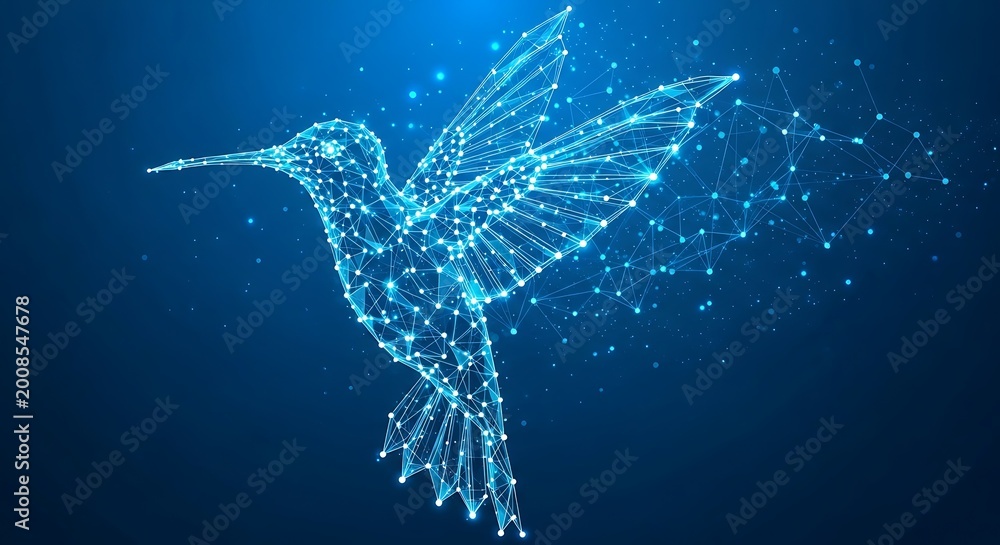 Fototapeta premium Hummingbird made of digital network connections