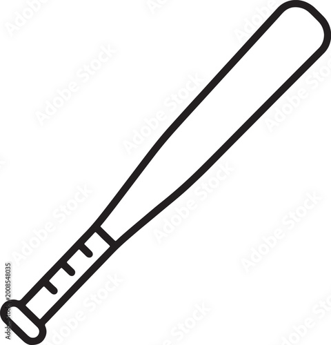 Foto Black outline of a baseball bat on a white background, also transparent backgrou