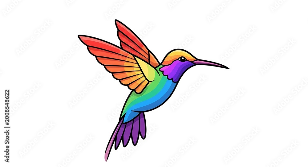 Fototapeta premium Colorful hummingbird flying with vibrant wings