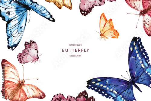 Butterfly watercolor vector background design
