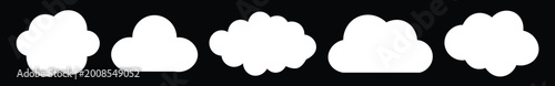 Fotografía White cloud shapes on dark background for graphic design and weather icons  vari