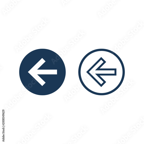 Free Download Two simple left arrow icons in dark blue, one filled circle and one outline, representing navigation and direction - GFXLoad
