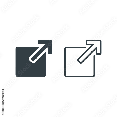 Free Download External Link Icon Vector, Two Arrows Pointing Outwards from Square Shapes, Solid and Outline Styles - GFXLoad