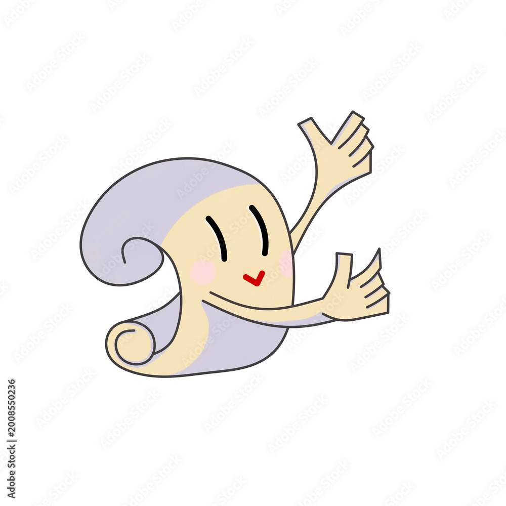 Obraz premium ​Cute Cartoon Paper Scroll Mascot Presenting