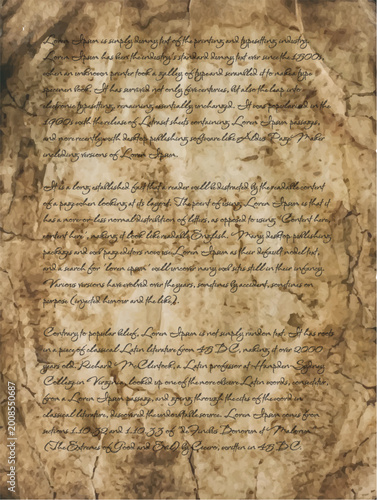 Ancient manuscript on old parchment, vintage weathered paper background with calligraphic text