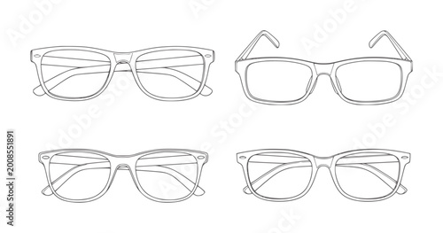 Photos Four pairs of black outline eyeglasses white spectacles eyewear optical