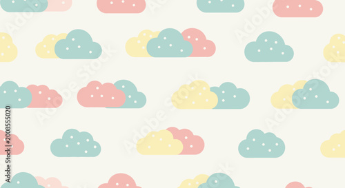 Schilderij op canvas Colorful clouds in pastel shades pattern.