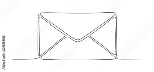 Obraz na płótnie Single line of an open envelope with a dark gray outline a white mail communicat