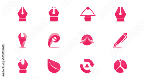 Schilderij op canvas Collection of various pink icons.