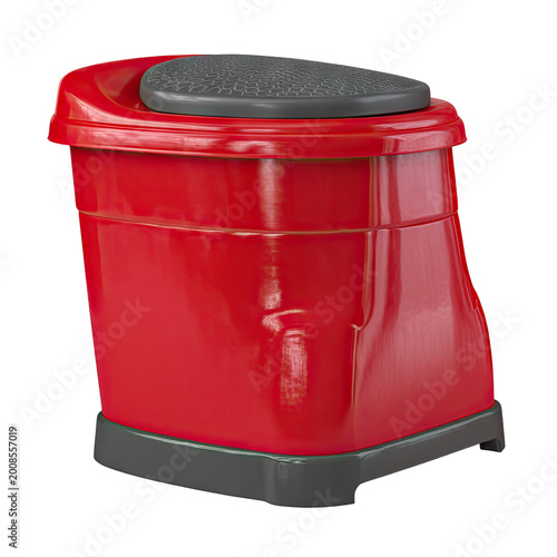 Red Plastic Step Trash Can with Textured Lid