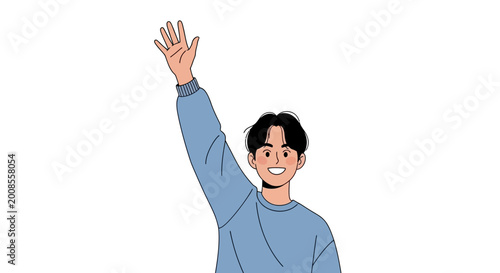 Tableau sur toile Young man waving his right hand.