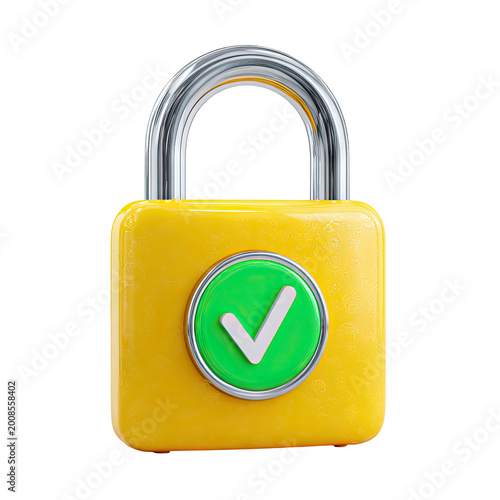 Yellow Padlock with Green Check Mark