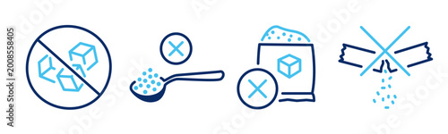 sugar free icons, outline vector illustration on white