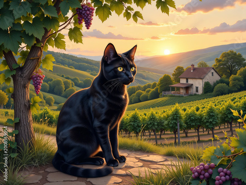 black cat in the garden